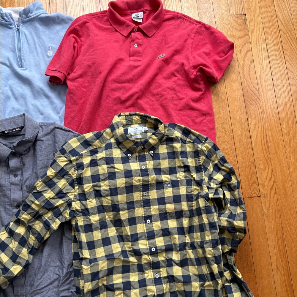 Lot 6 UNTUCKit Travis Mathew Lacoste Johnnie-O Men’s Dress Shirts Large READ - Picture 4 of 4